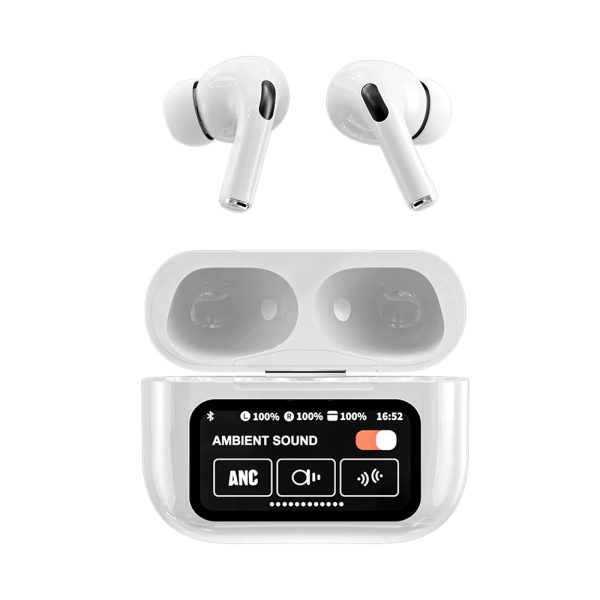 A9 Pro TWS Earbuds with Color LED Touch Screen ANC Active Noise Cancelling Headset